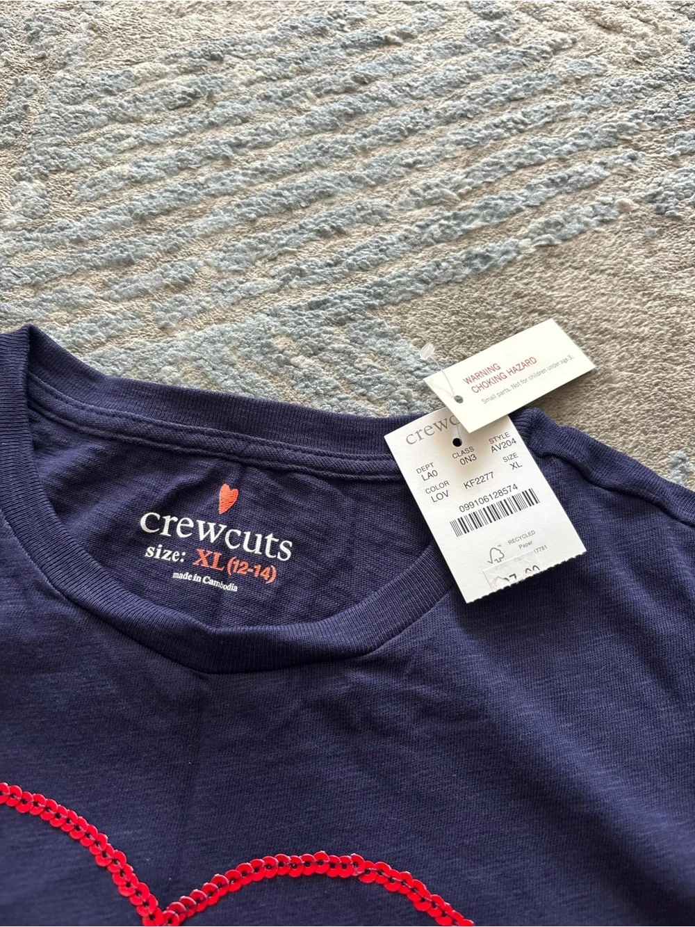 Crewcuts Navy Short-Sleeve Tee with Red Heart 'Love' Graphic
